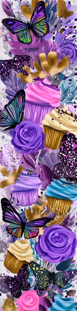 Free butterfly bookmarks of a butterfly with cupcakes